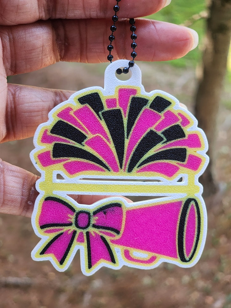 Cheer Pom Megaphone Hair Tie Keychain